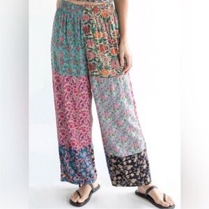 NATURAL LIFE Floral Patchwork Wide Leg Pants
